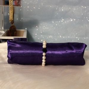 Freshwater Pearl w/ cut black bead Bracelet